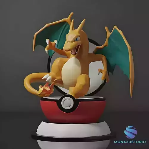 Charizard Bursting from Poke Ball - Pre-supported