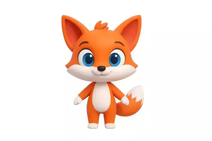 Stylized Cute Cartoon Fox 3D Model 
