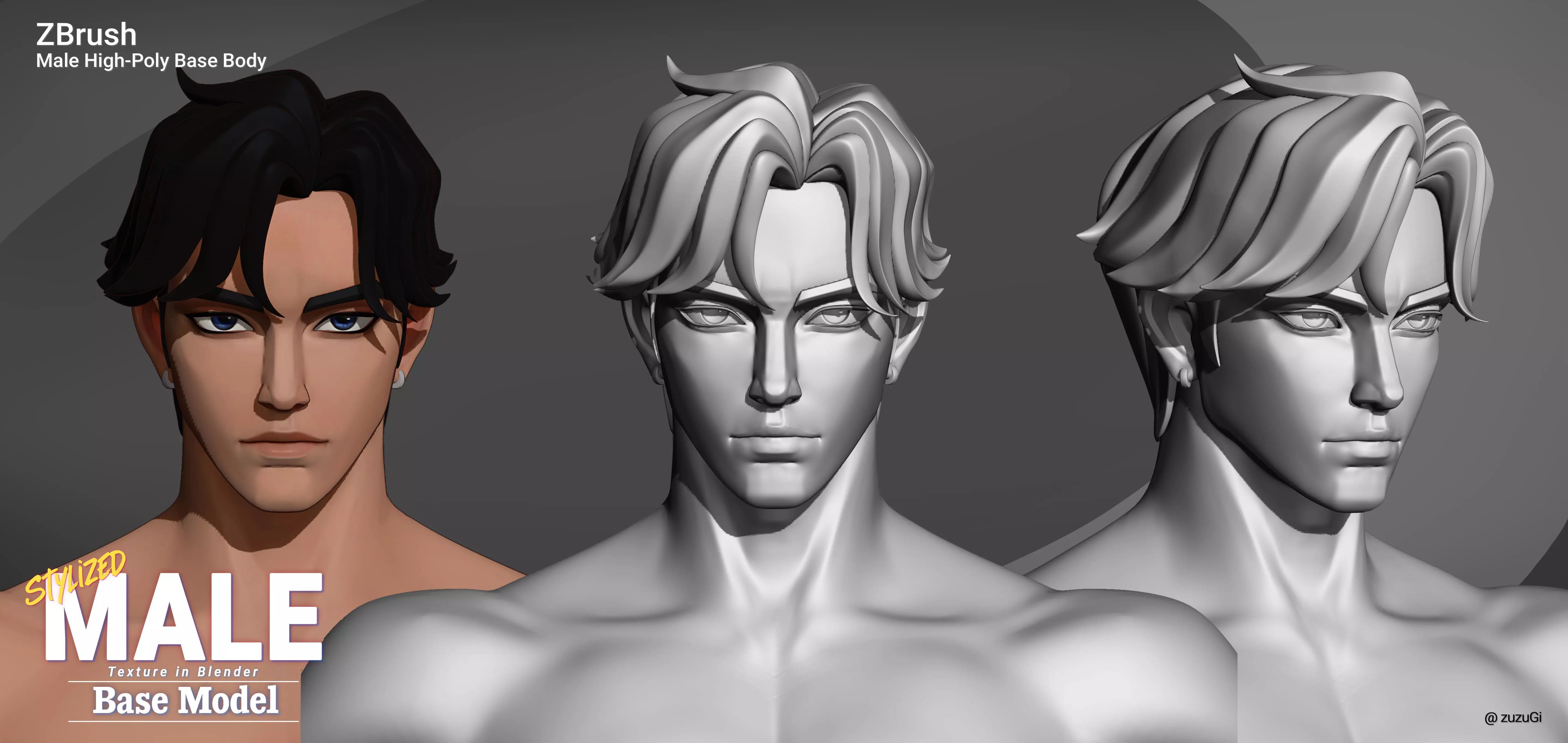 Stylized Kpop Male and Female Base Body 3D Model Collection Low-poly 3D model_7