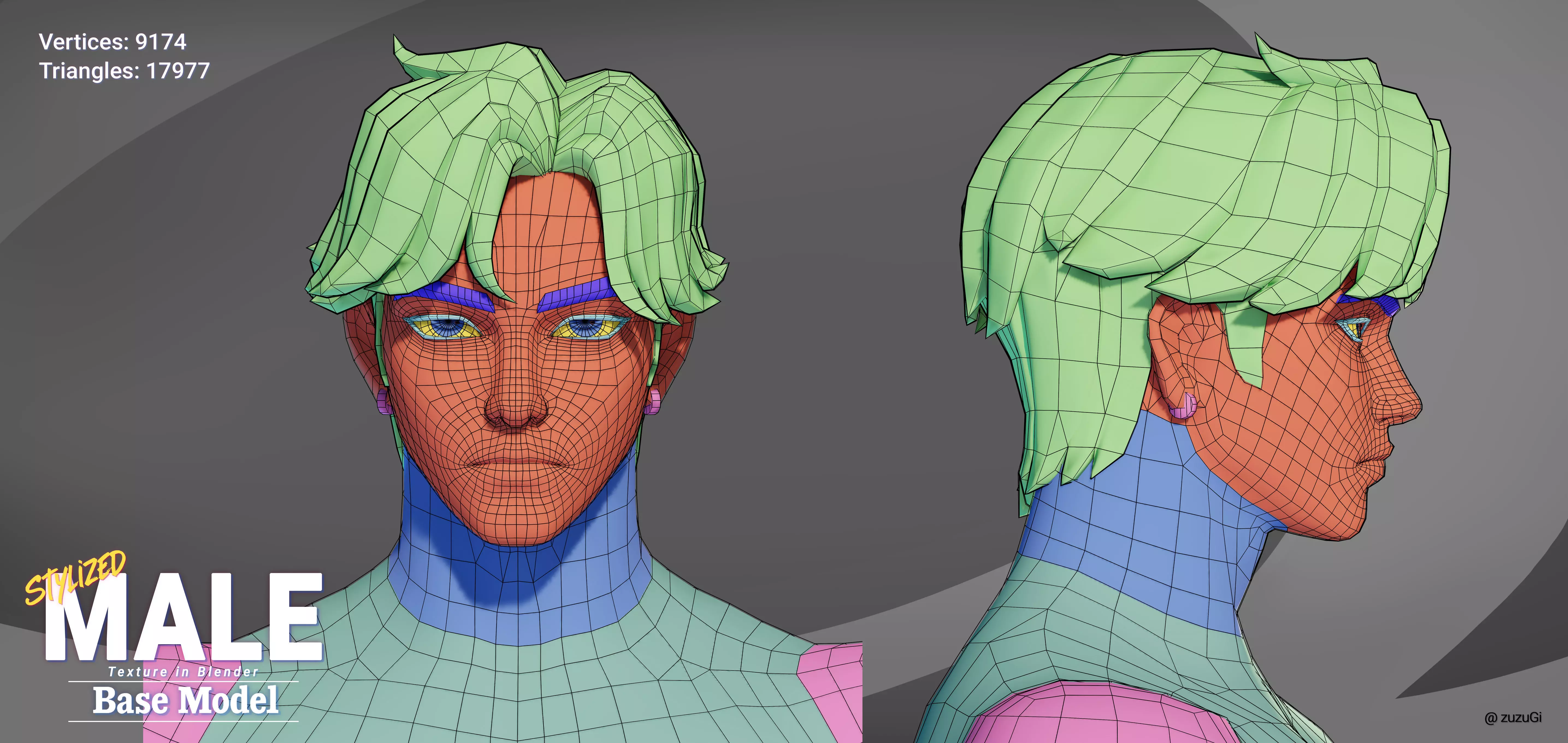 Stylized Kpop Male and Female Base Body 3D Model Collection Low-poly 3D model_9