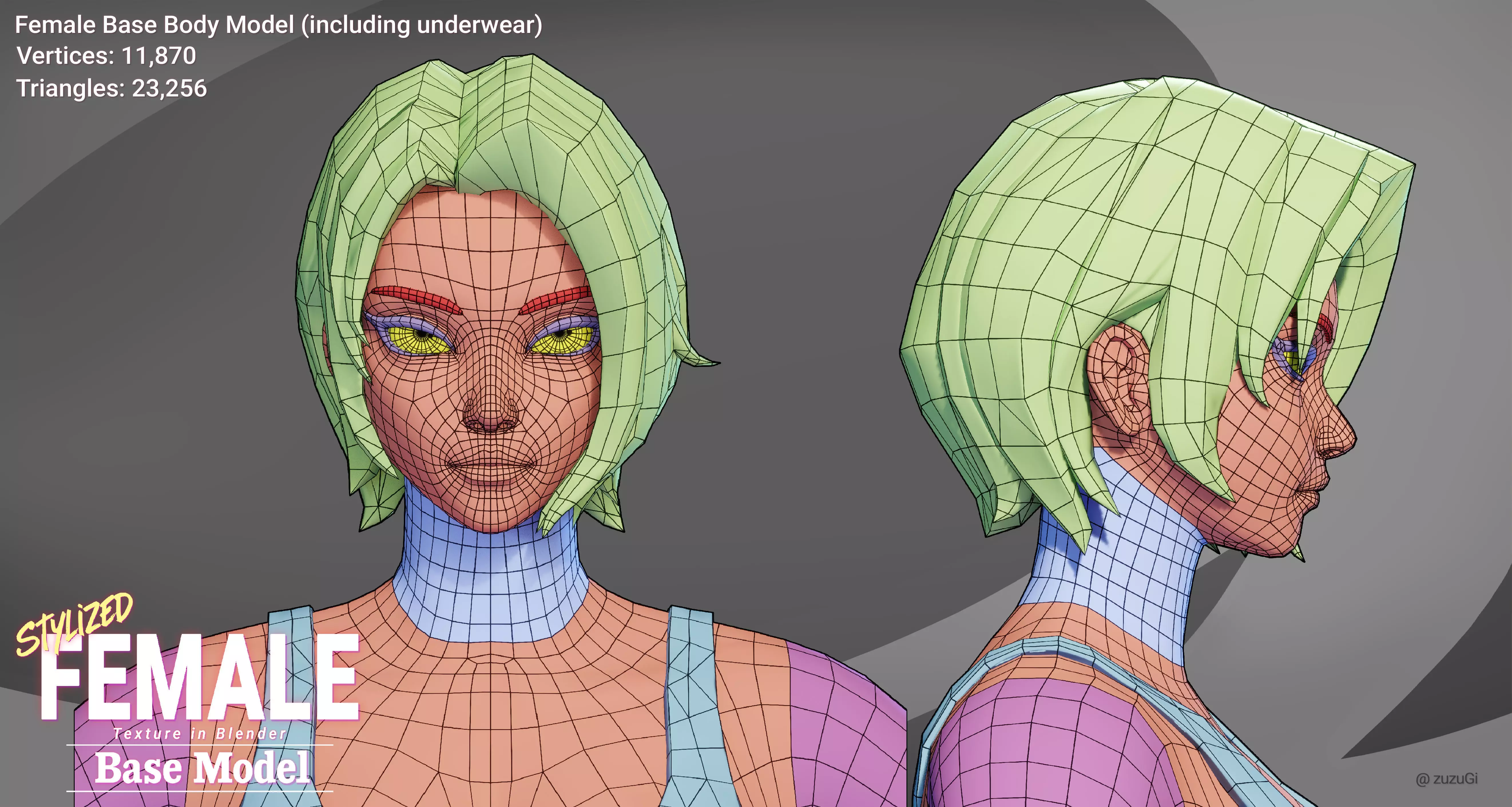 Stylized Kpop Male and Female Base Body 3D Model Collection Low-poly 3D model_19