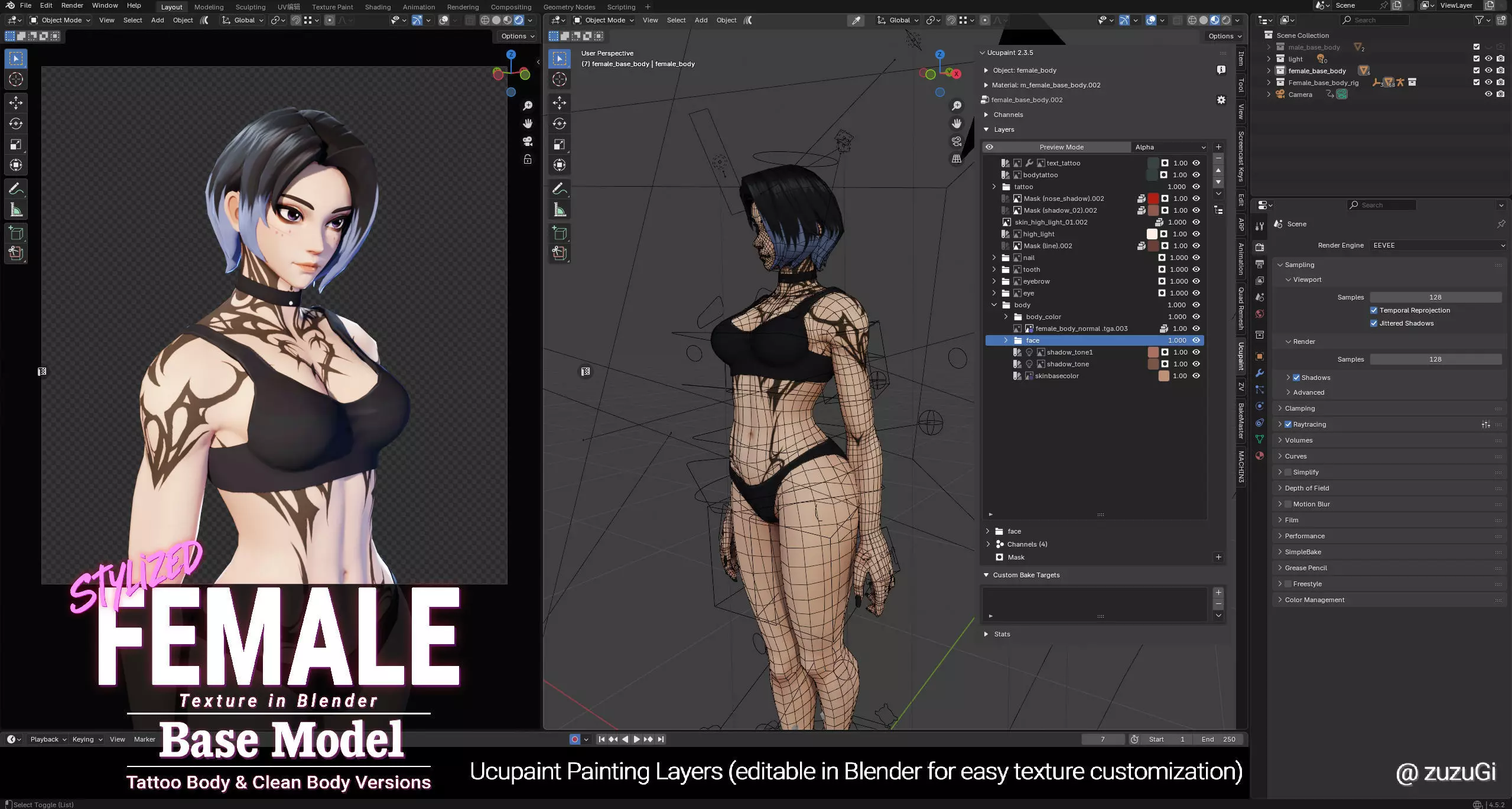 Stylized Kpop Male and Female Base Body 3D Model Collection Low-poly 3D model_20