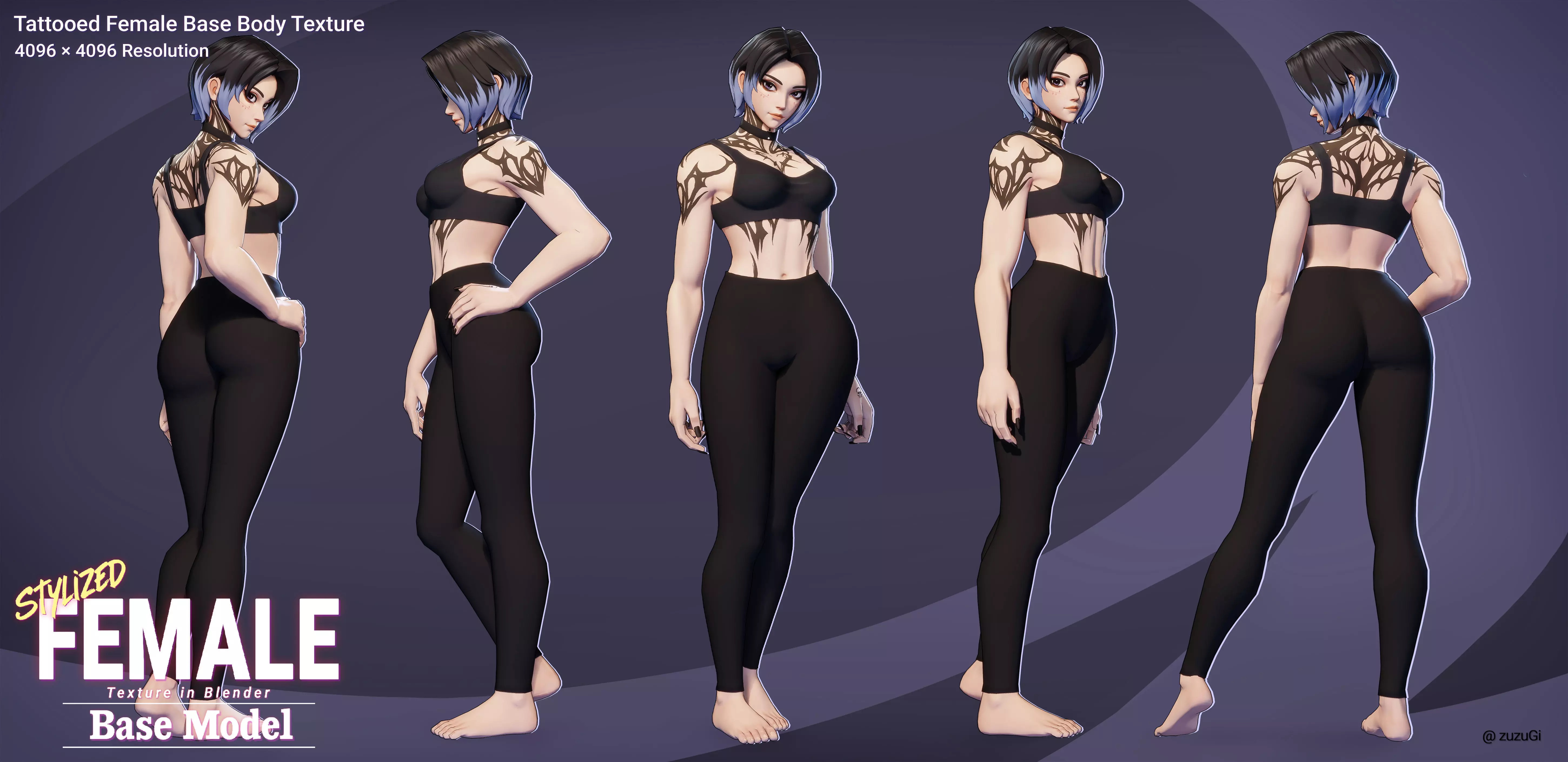 Stylized Kpop Male and Female Base Body 3D Model Collection Low-poly 3D model_11