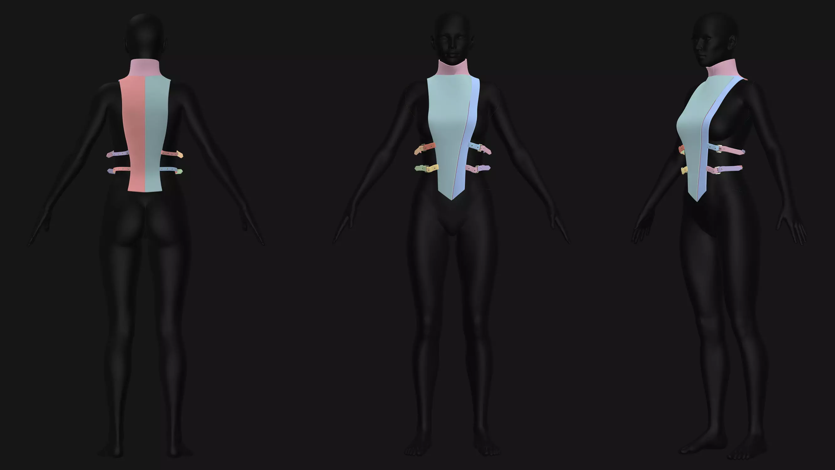 Female Corset Pack Low-poly 3D model_29