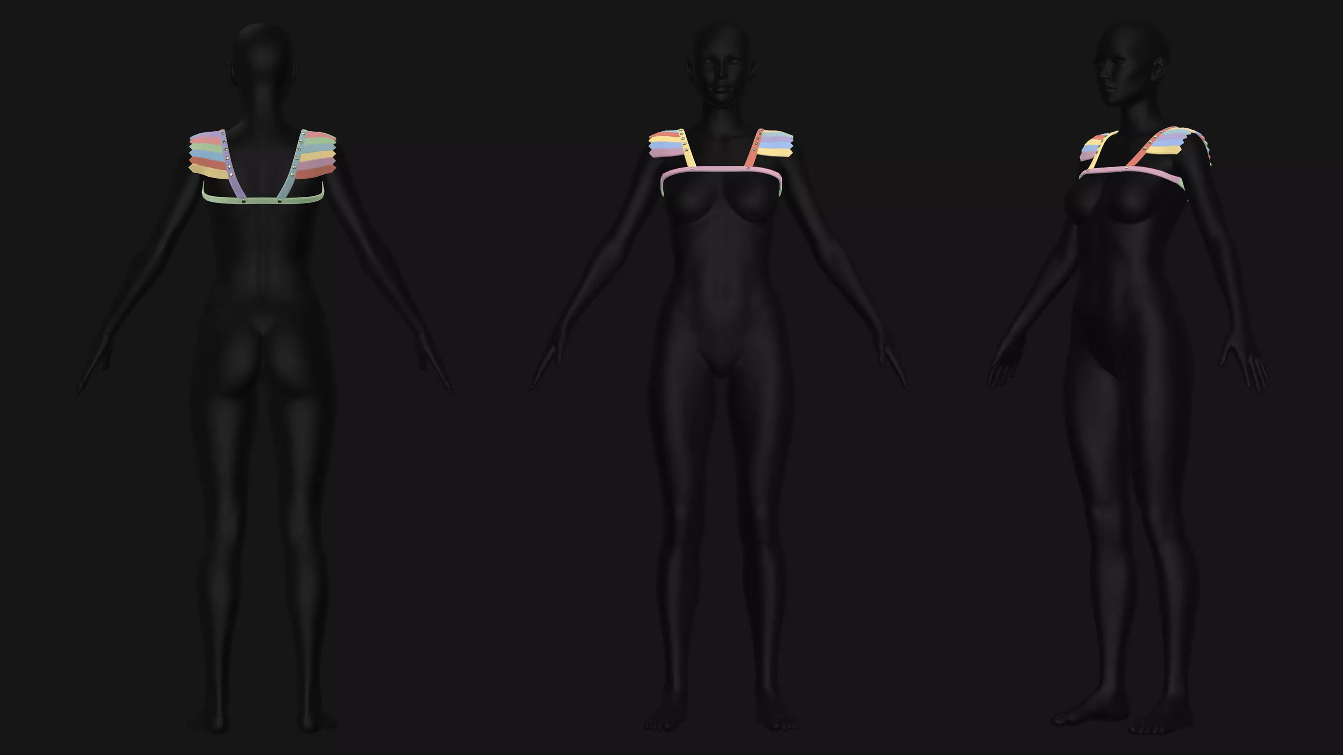 Female Corset Pack Low-poly 3D model_11