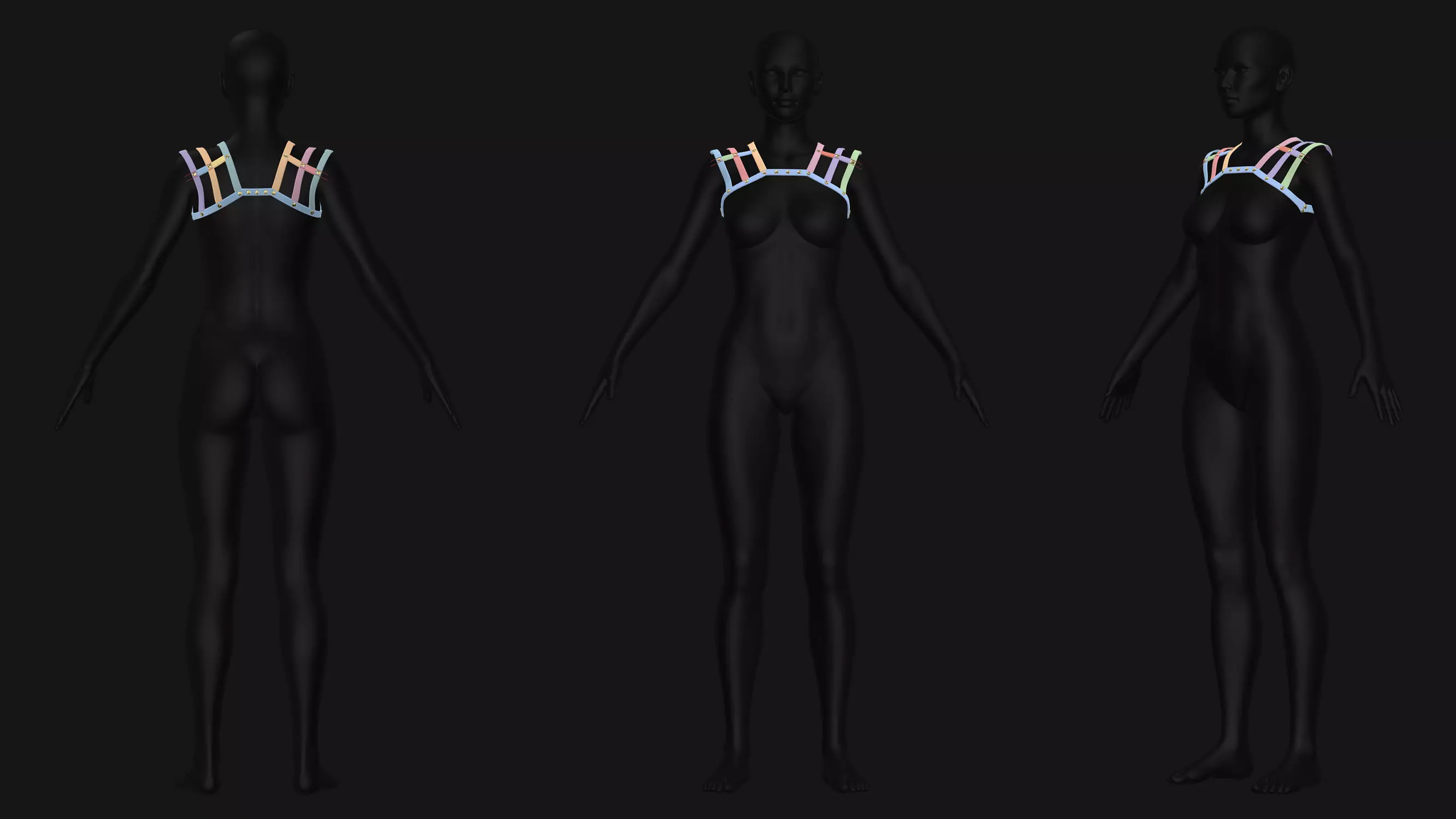 Female Corset Pack Low-poly 3D model_5