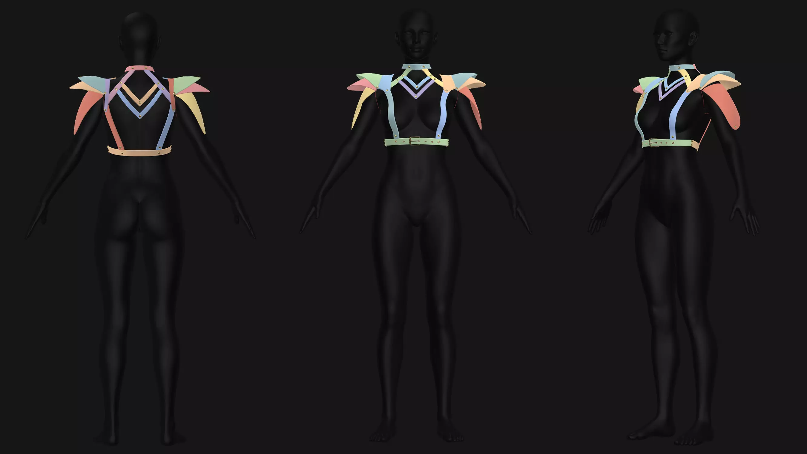 Female Corset Pack Low-poly 3D model_2