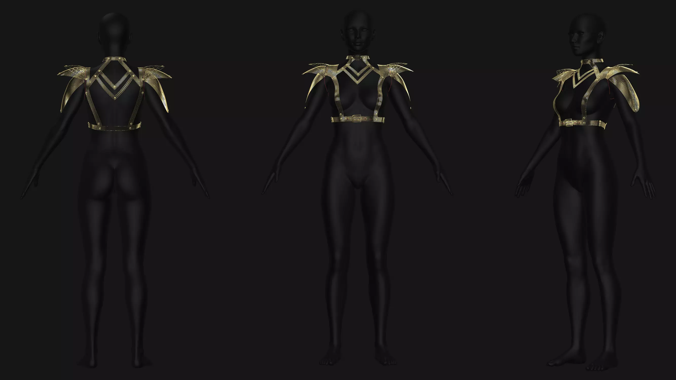 Female Corset Pack Low-poly 3D model_3