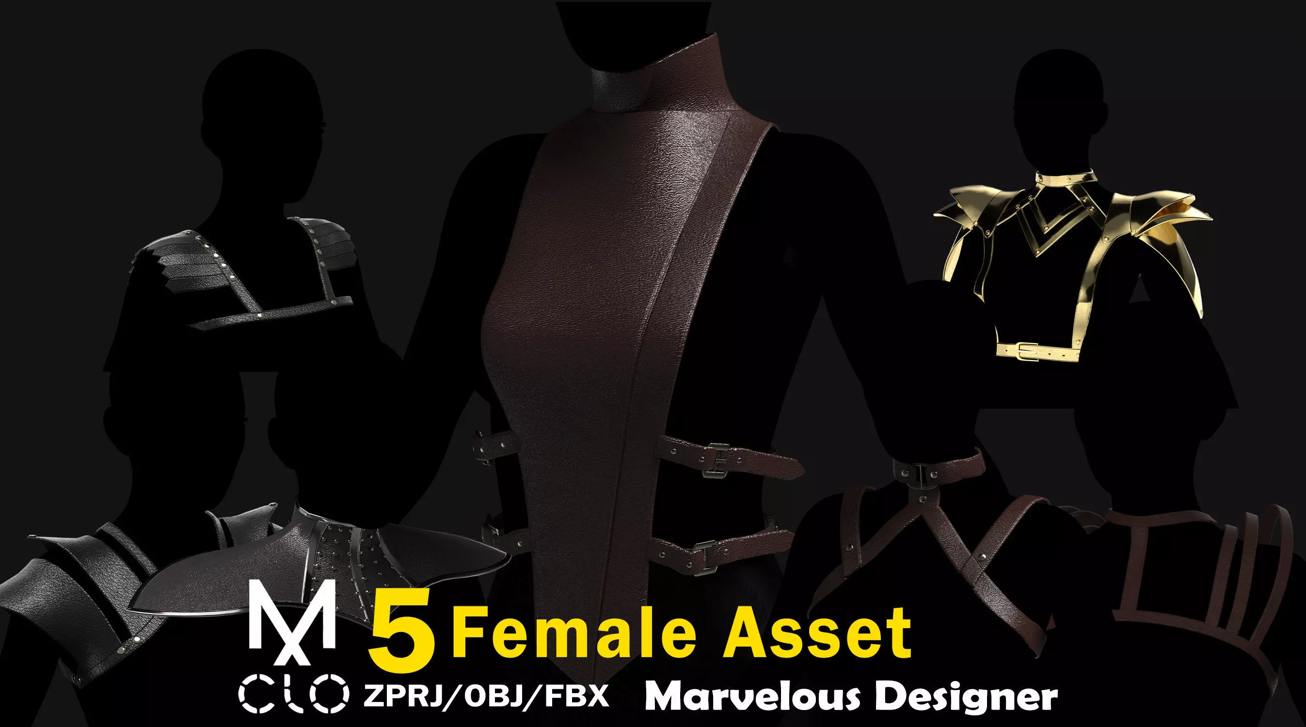 Female Corset Pack Low-poly 3D model_0