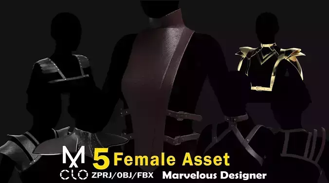 Female Corset Pack Low-poly 3D model Female Corset Pack Low-poly 3D model