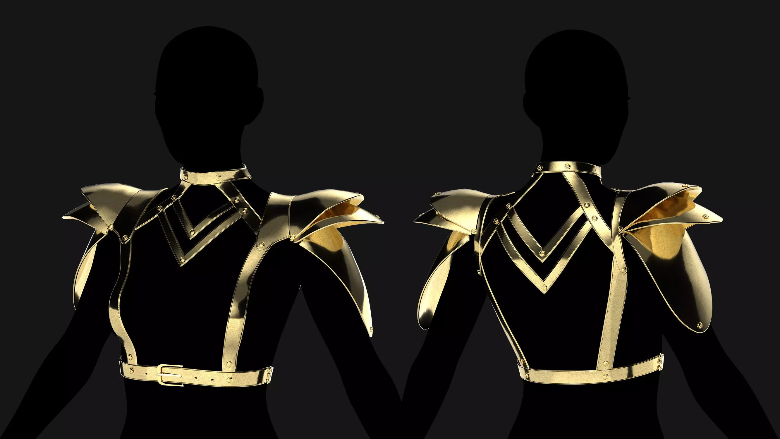 Female Corset Pack Low-poly 3D model_1