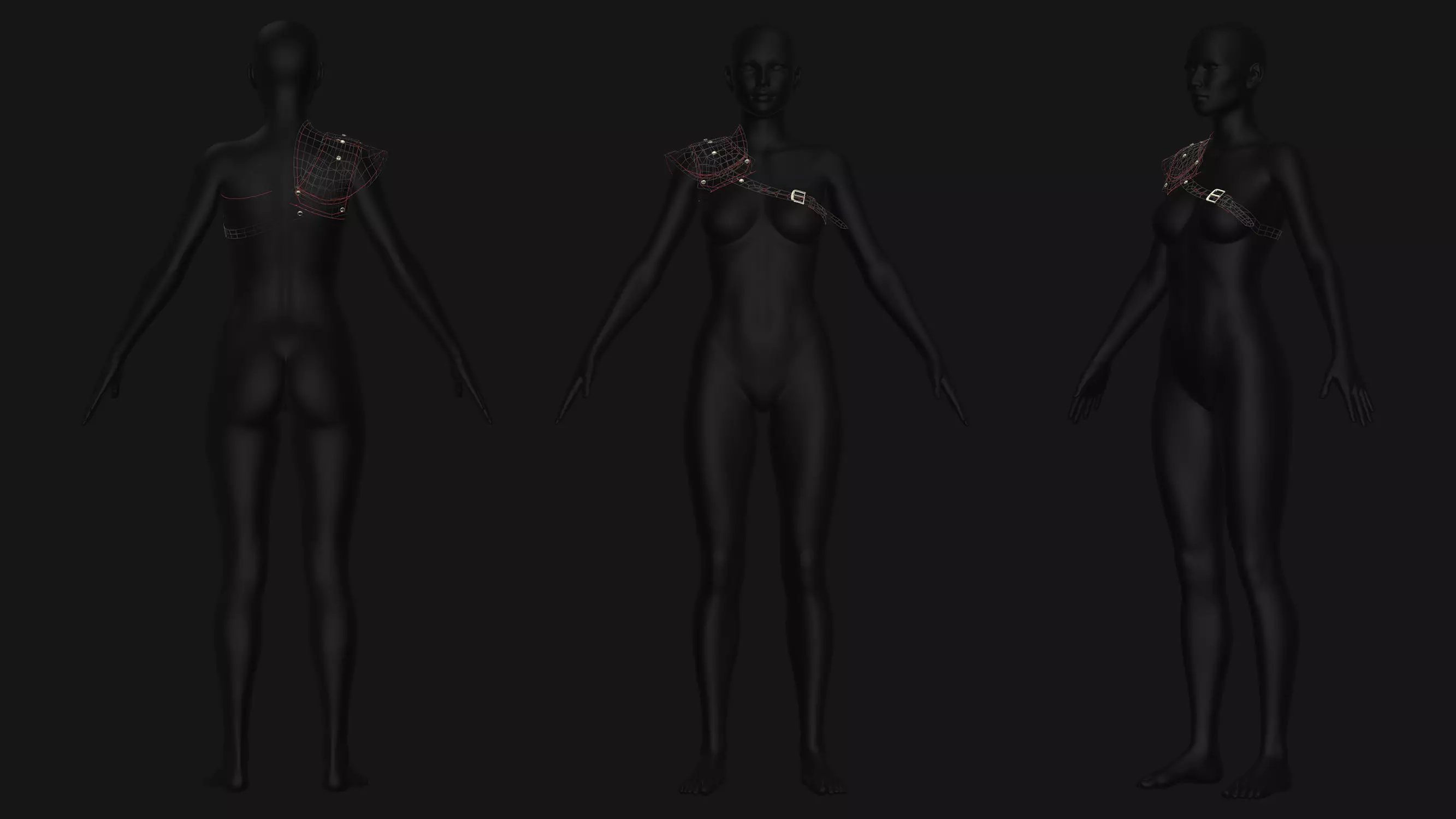 Female Corset Pack Low-poly 3D model_9