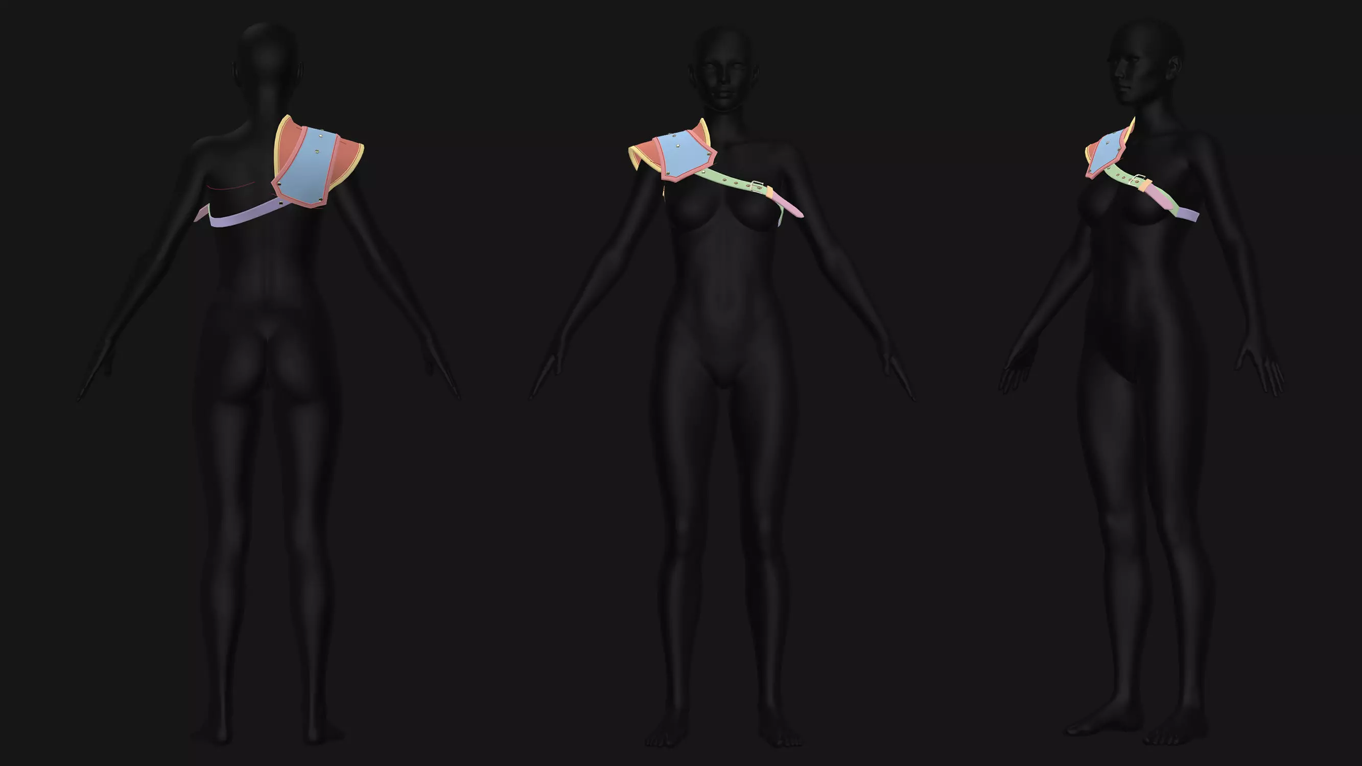 Female Corset Pack Low-poly 3D model_8