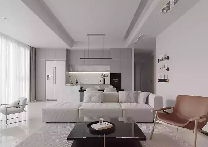 Modern living room dining room interior scenes 348