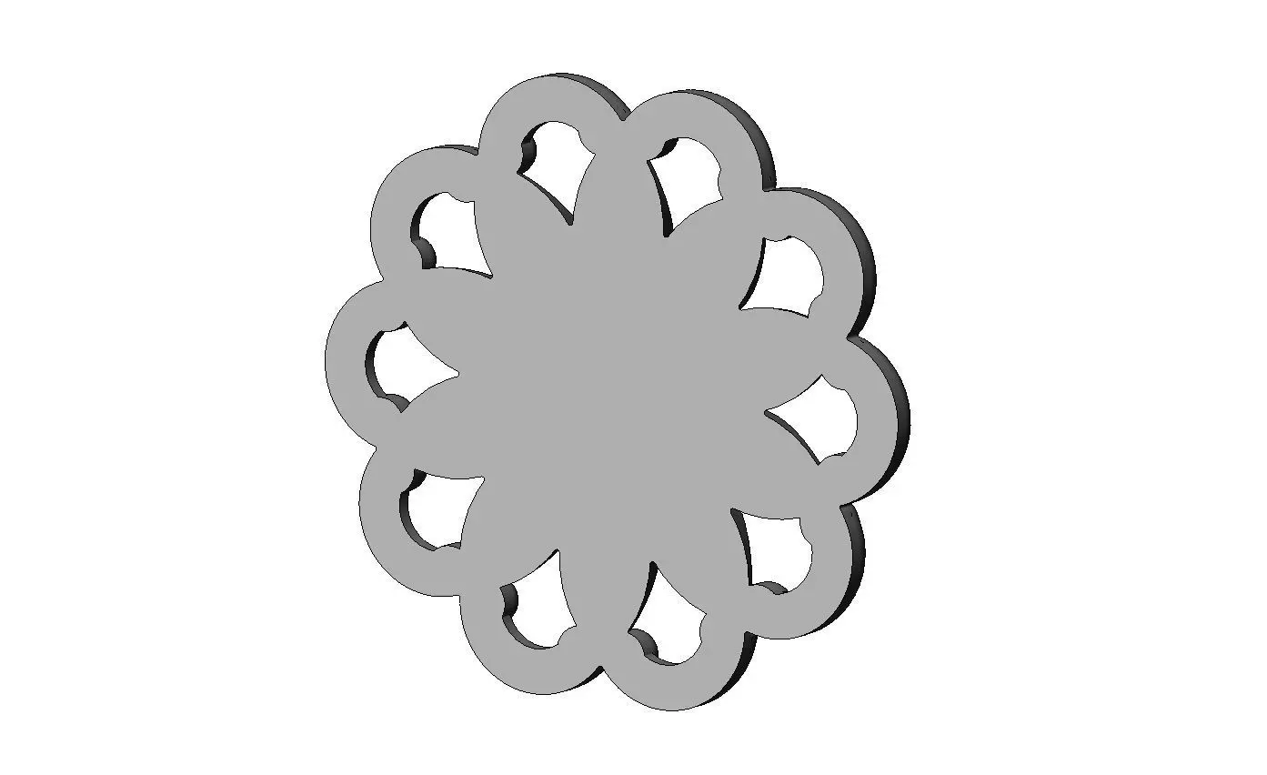 Ribbed rosette carved round eternity corner scroll relief 3D print model_7