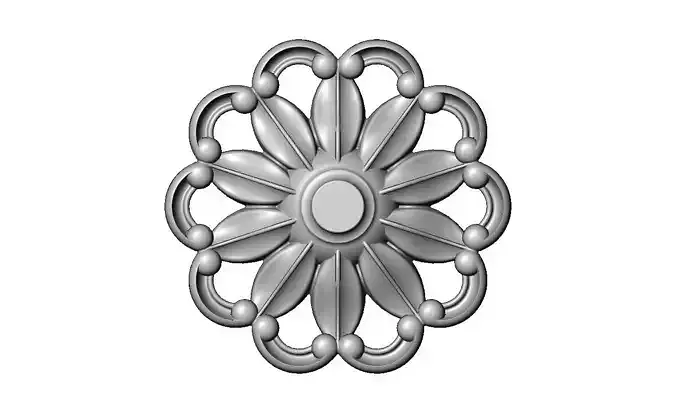 Ribbed rosette carved round eternity corner scroll relief 3D print model