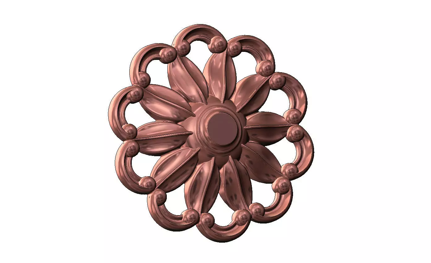 Ribbed rosette carved round eternity corner scroll relief 3D print model_13