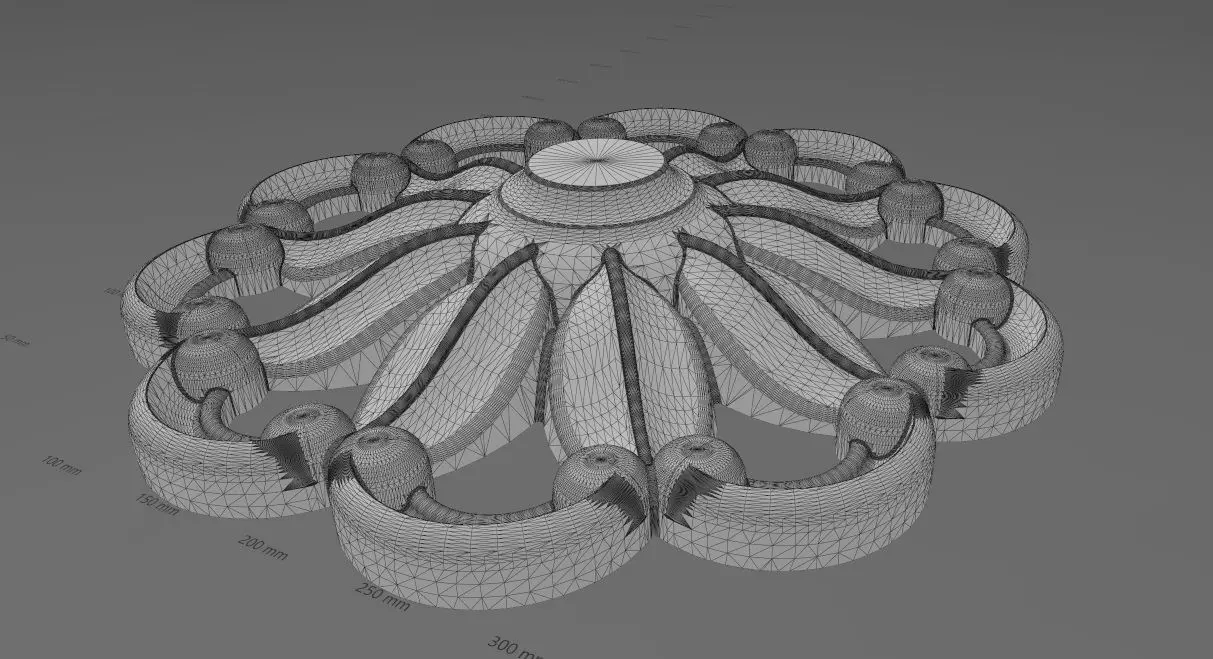Ribbed rosette carved round eternity corner scroll relief 3D print model_15