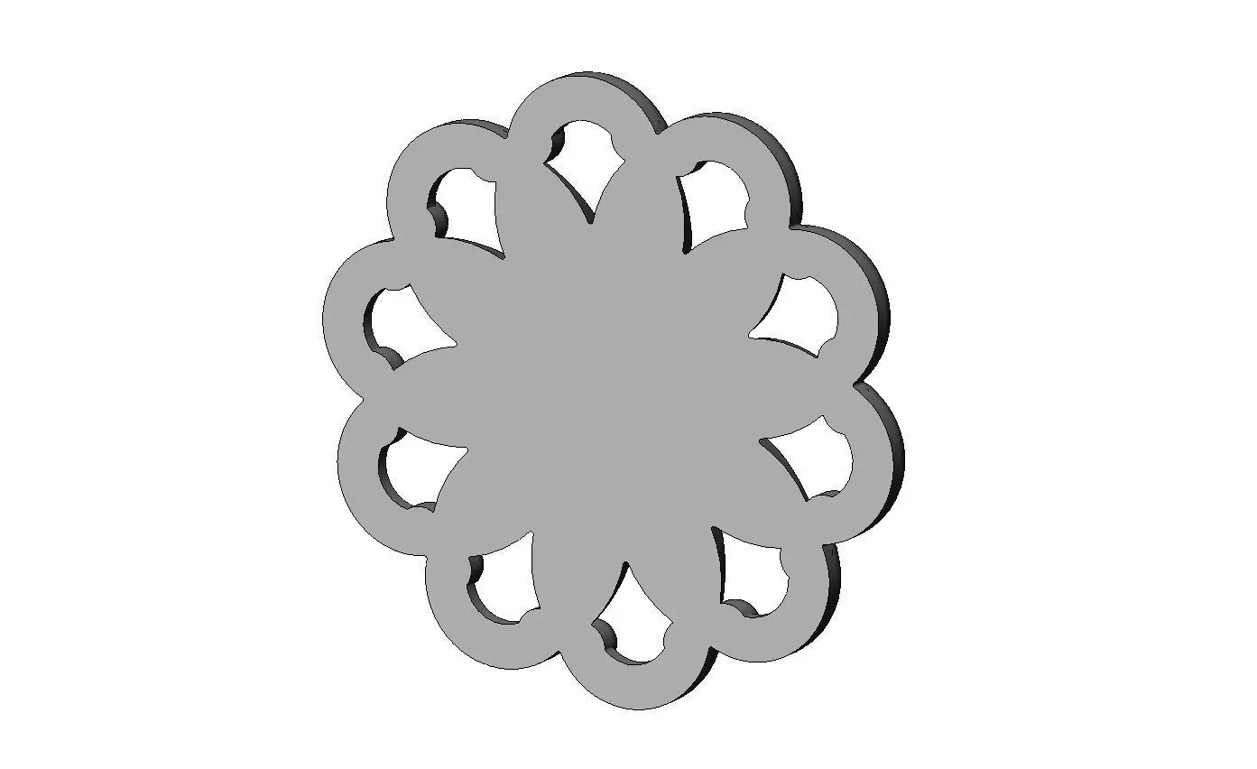 Ribbed rosette carved round eternity corner scroll relief 3D print model_4