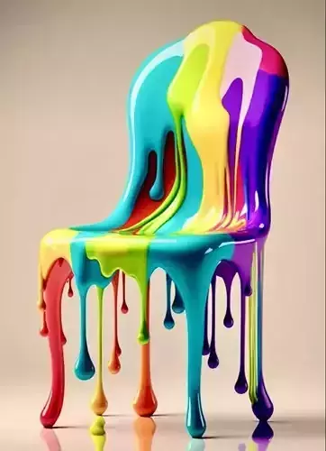 Melting Rainbow Chair Surreal Paint-Dripping 3D Low-poly 3D model