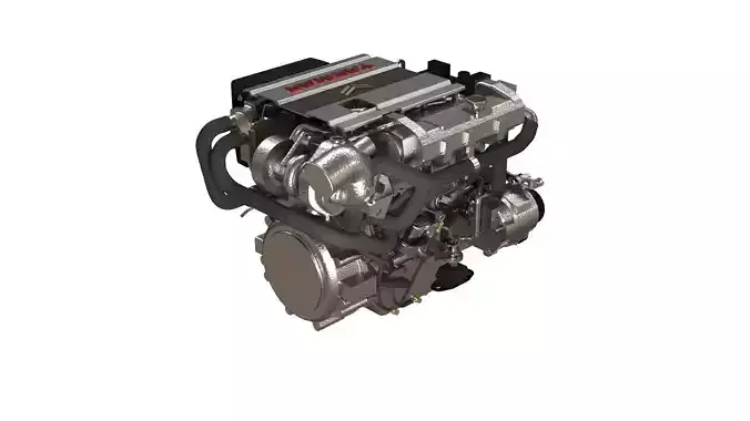 Bobtail 4LV Marine Diesel Engine 3D Model PBR Textured Yanmar