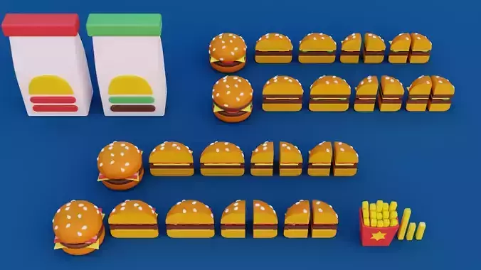 Cartoon Fast Food Pack Low-poly 3D model 6