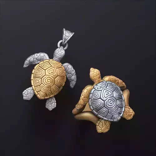 Turtle Ring Pendant v2 Collection