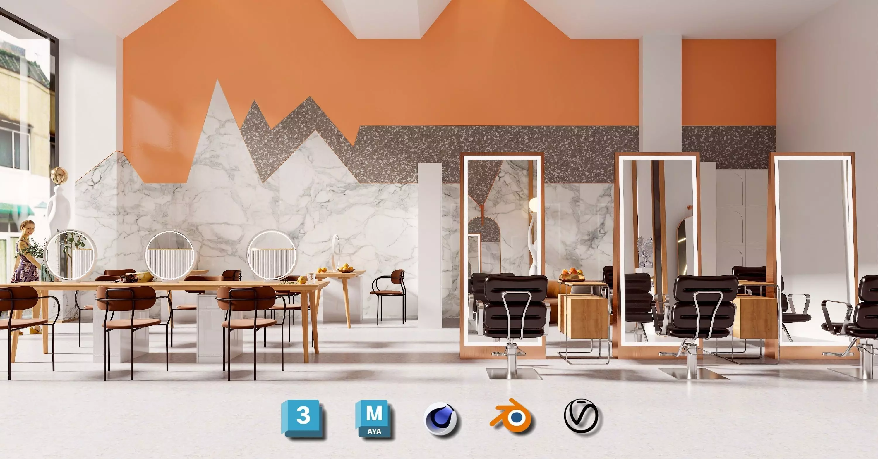 Modern Barber Chair Workstation - Pro Hair Stylist Setup 3D model