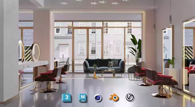 Luxury Hair Salon Interior  Modern Design Shampoo Unit Makeup