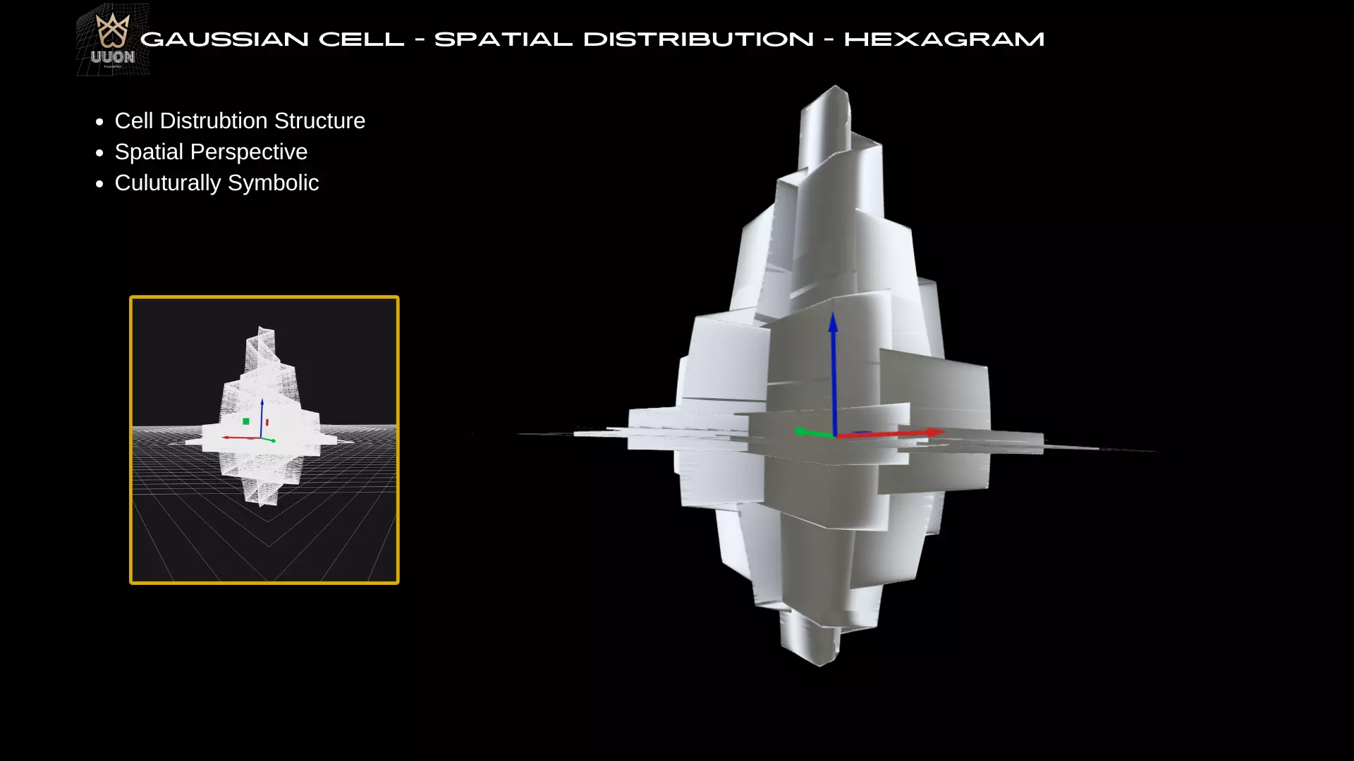 Gaussian Cell - Spatial Distribution - Hexagram -45K Triangles Low-poly 3D model_4