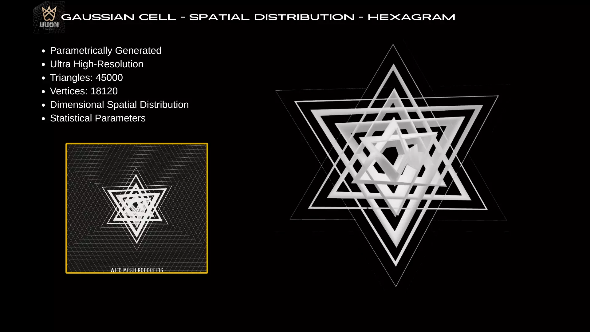 Gaussian Cell - Spatial Distribution - Hexagram -45K Triangles Low-poly 3D model_1