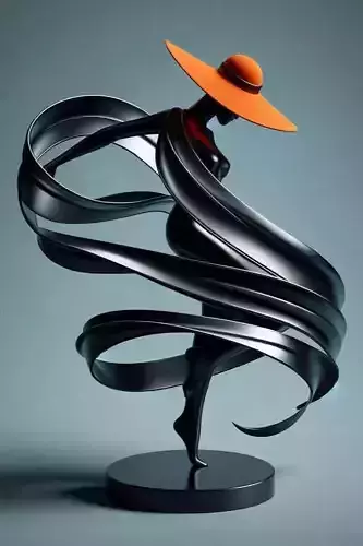 Abstract Dancer Sculpture Ribbon Form Hat 3D Low-poly 3D model