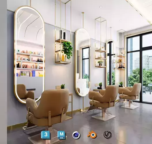 Modern Hair Salon Styling Chair Collection 3D - PBR Textures