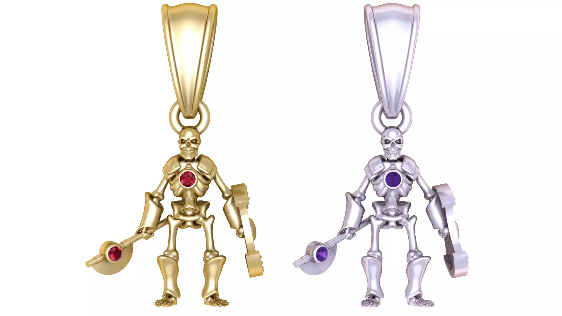 Skeleton Warrior Pendant 3D print model_1