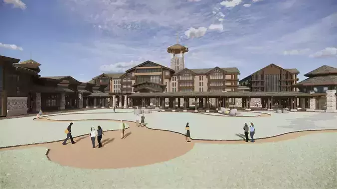 3D Model Architectural Grand Hotel Complex Low-poly 3D model