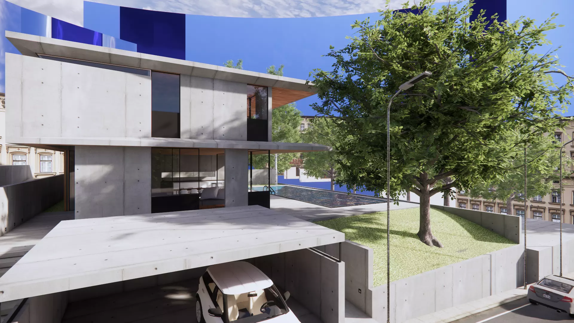 3D Visualization Modern Villa with Pool Low-poly 3D model_4