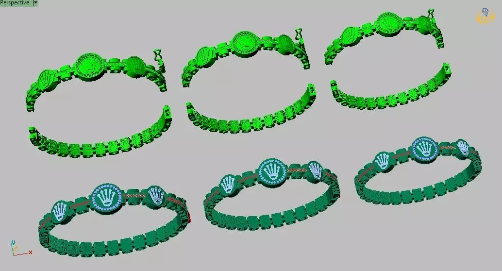 Luxury Rolex Bracelet 0057 - 3 size 3D print model_16