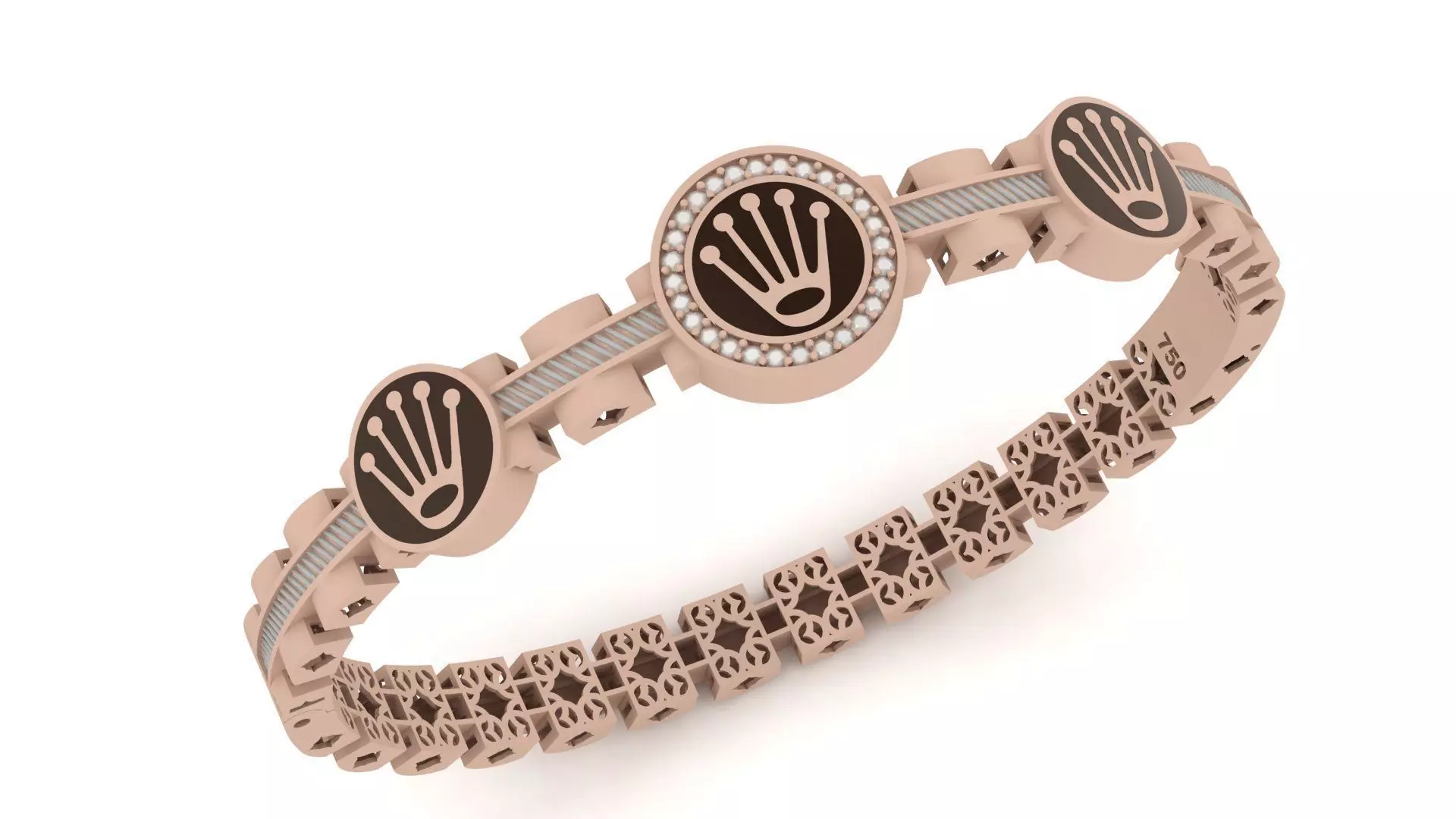 Luxury Rolex Bracelet 0057 - 3 size 3D print model_0