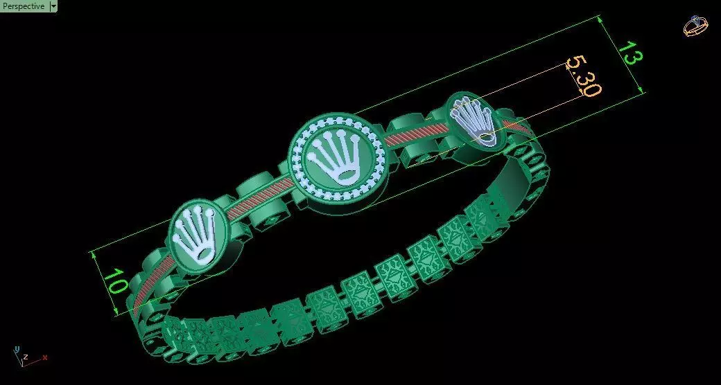 Luxury Rolex Bracelet 0057 - 3 size 3D print model_9