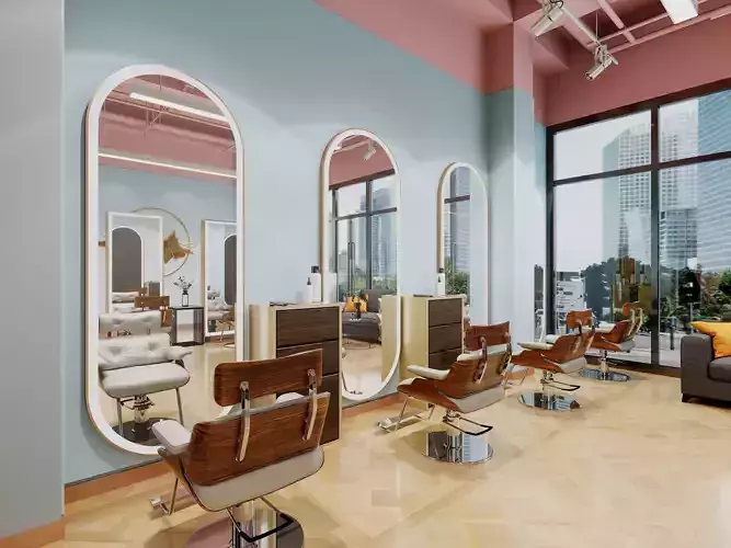 High-Quality Hairdressing Interior 3D Scene