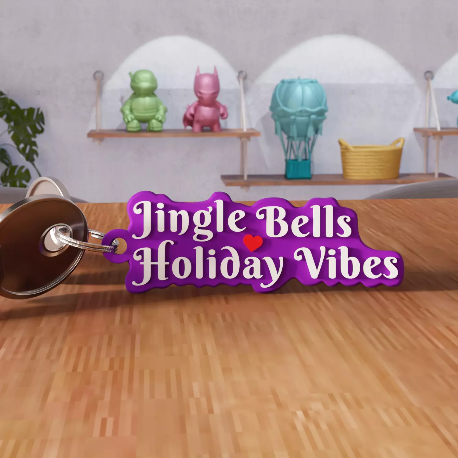 Jingle Bells Holiday Vibes Keychain - 459 3D print model_0