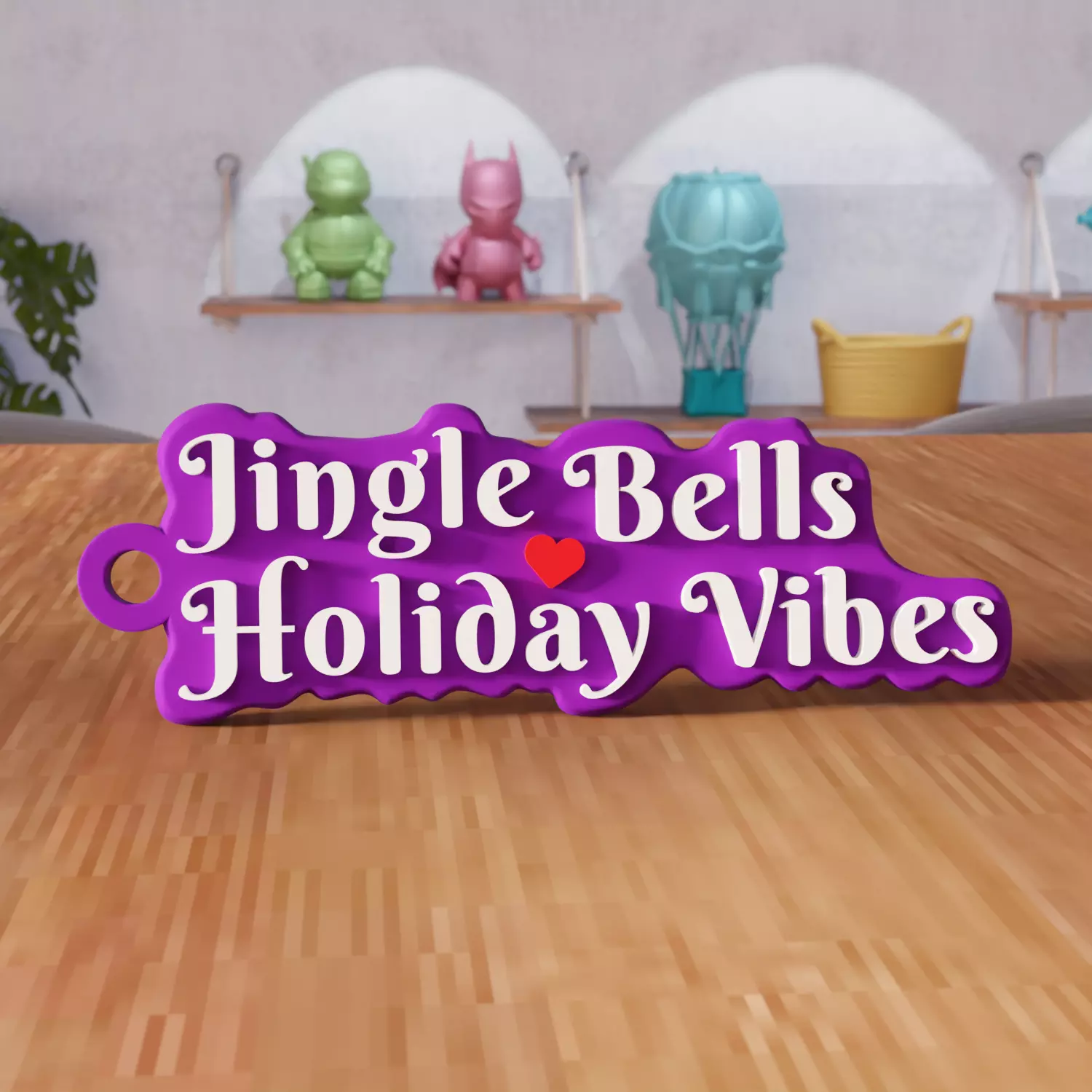 Jingle Bells Holiday Vibes Keychain - 459 3D print model_1
