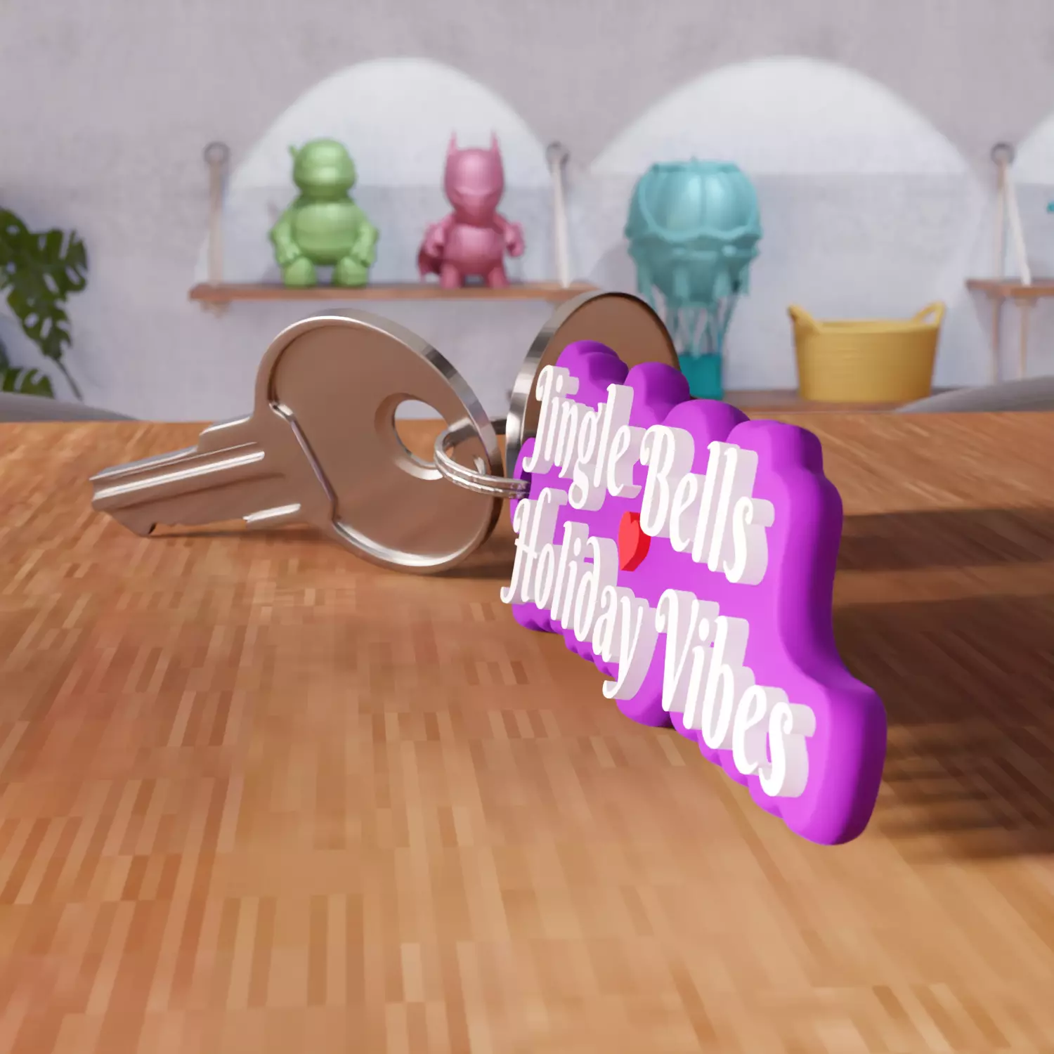 Jingle Bells Holiday Vibes Keychain - 459 3D print model_3