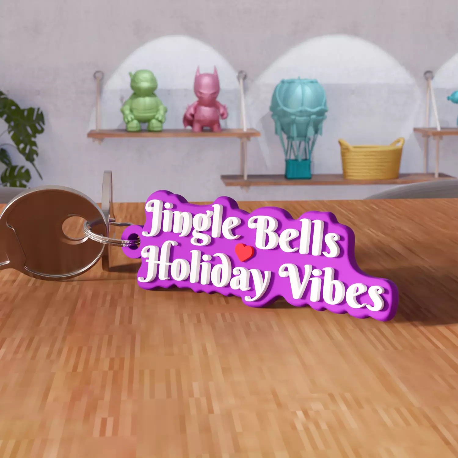 Jingle Bells Holiday Vibes Keychain - 459 3D print model_2