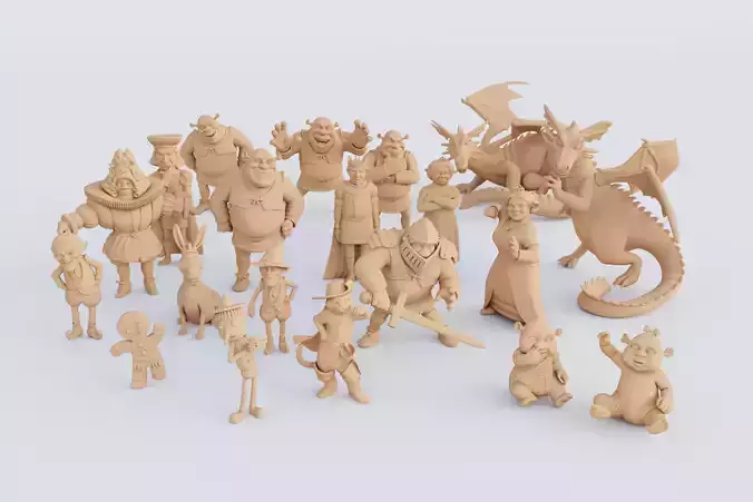 3D Printable Shrek Figurine Set