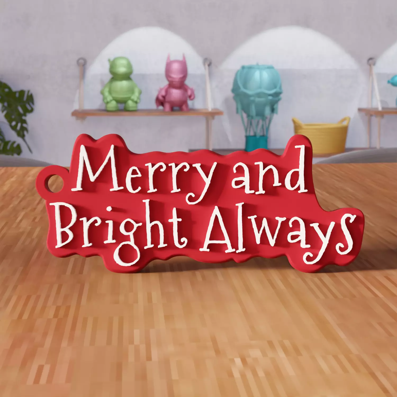 Merry and Bright Always Keychain - 460 3D print model_4
