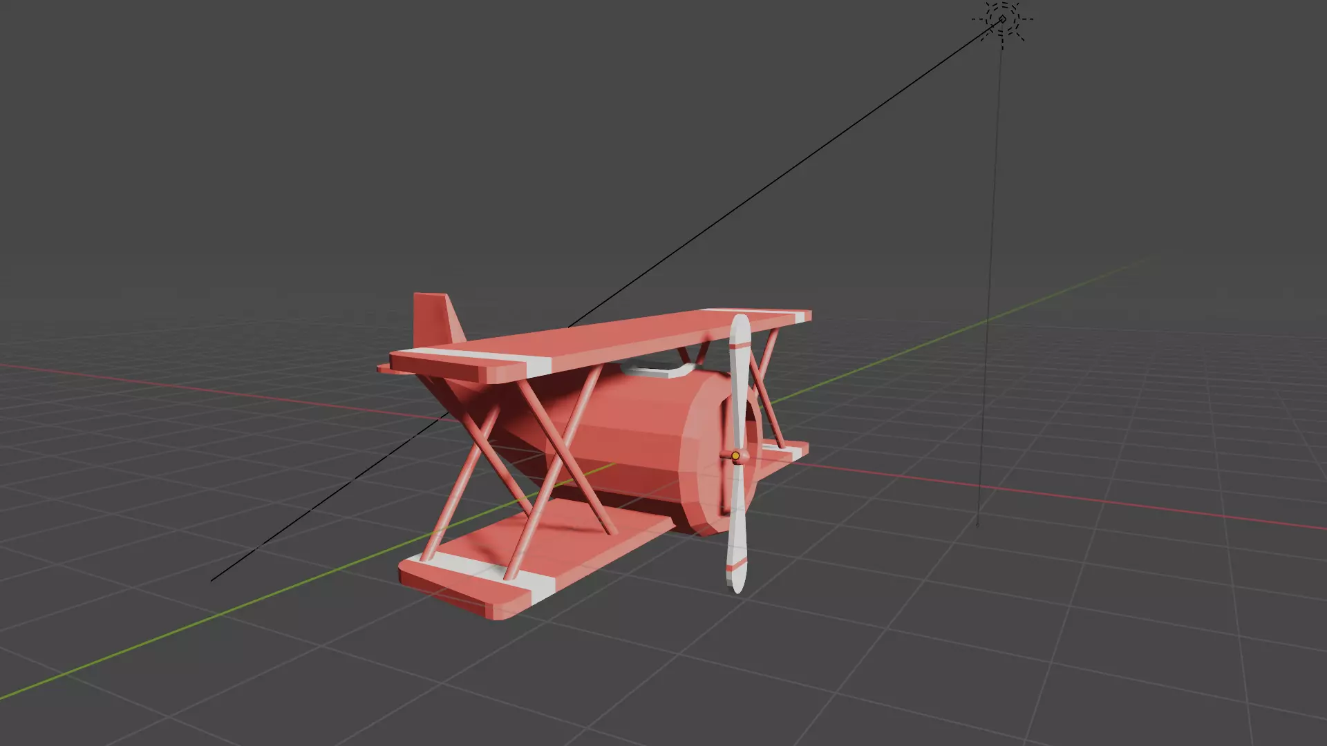 Low Poly Cartoon Biplane 3D model_2