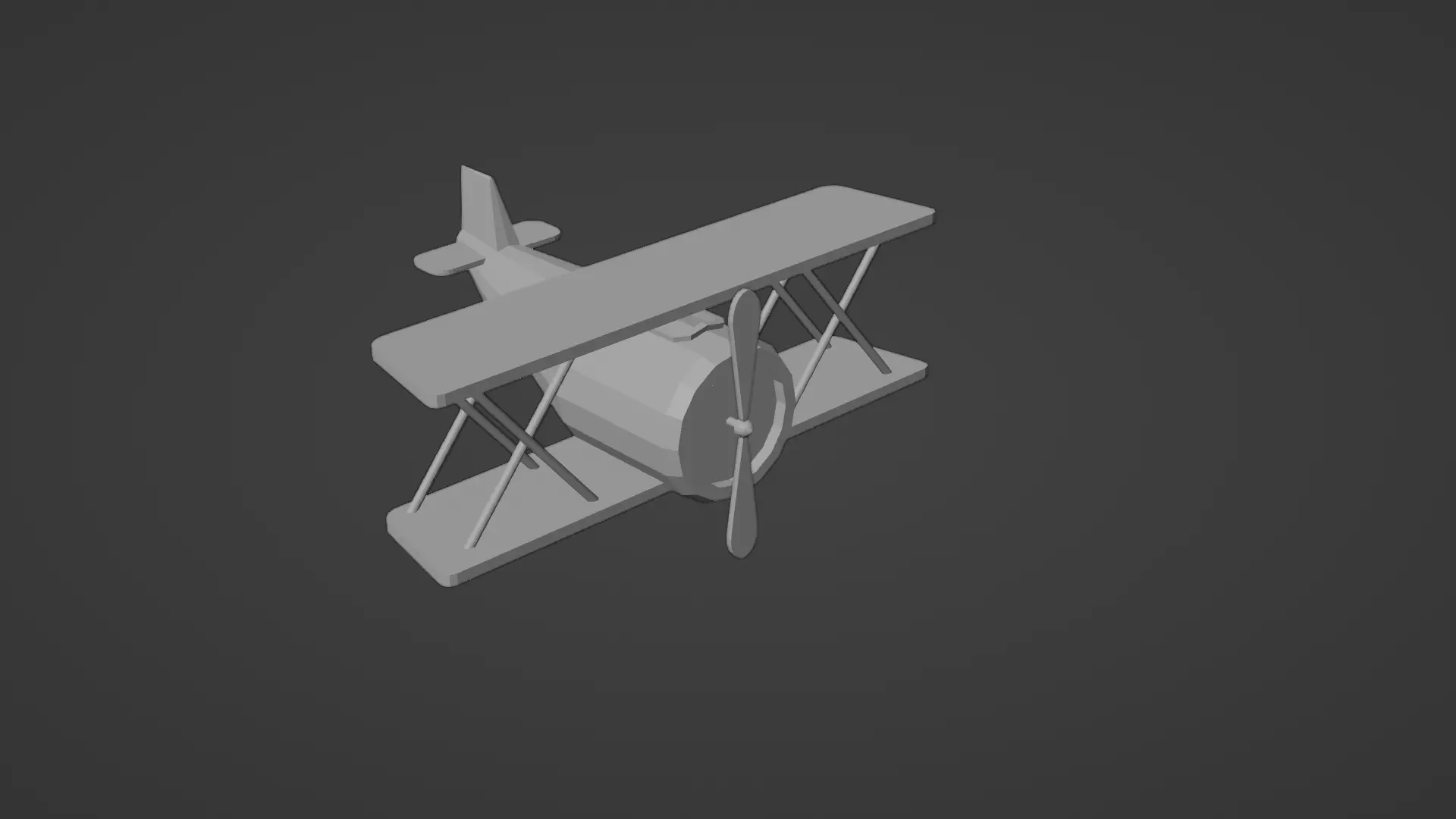 Low Poly Cartoon Biplane 3D model_3