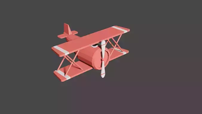 Low Poly Cartoon Biplane 3D model
