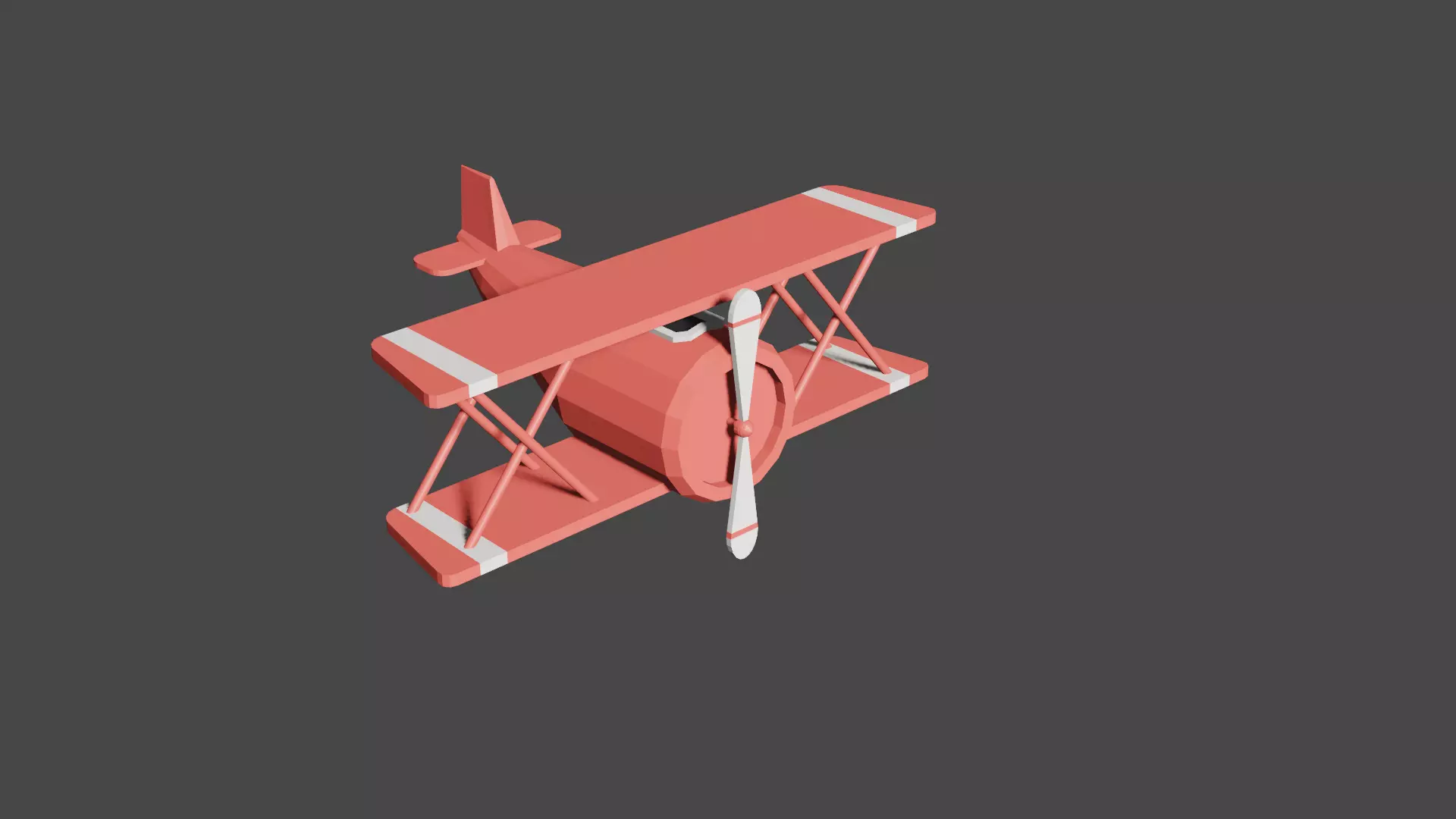 Low Poly Cartoon Biplane 3D model_0